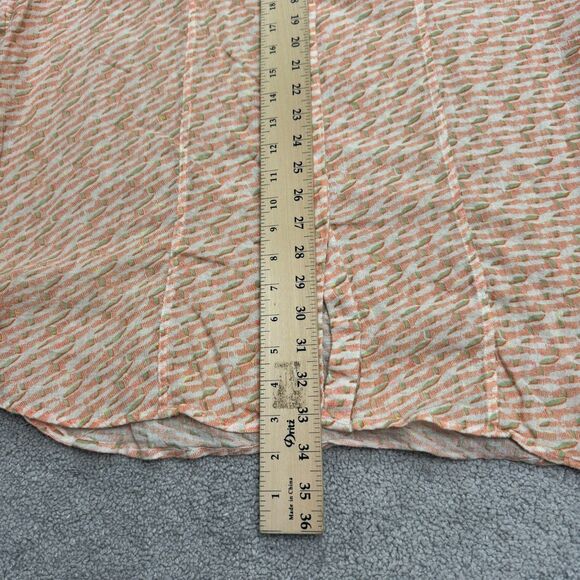 Maeve Anthropologie Textured Striped Tunic Blouse Womens Medium Orange V-Neck - Picture 10 of 13